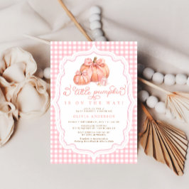 Little Pumpkin Cute Rosa Bow Girl Baby Shower Inbjudningar