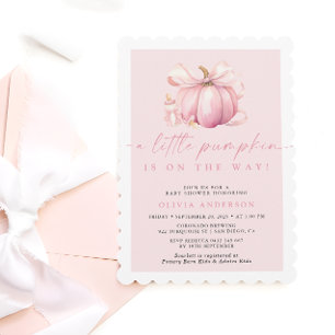 Little Pumpkin Cute Rosa Girl Baby Shower Inbjudningar