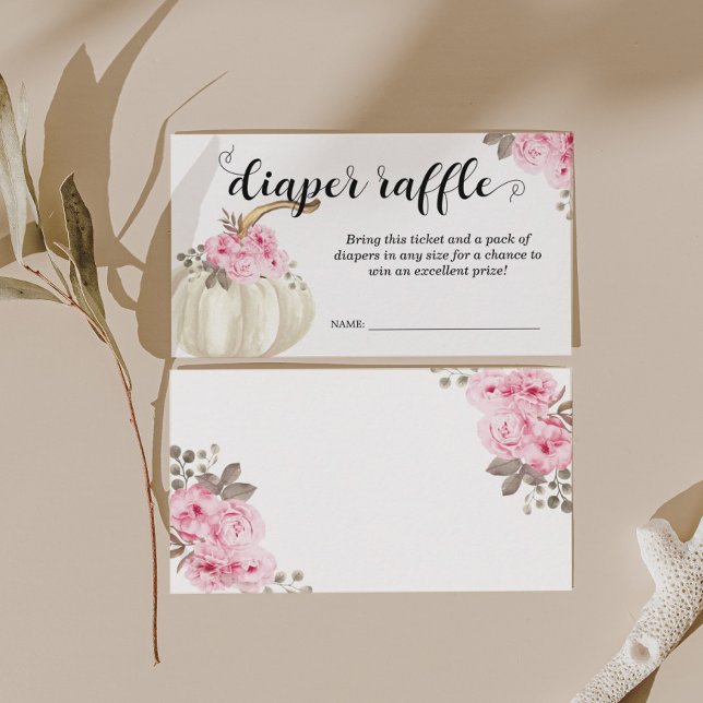 Little Pumpkin Diaper Raffle Rosa Blommigt Tilläggskort (Skapare uppladdad)