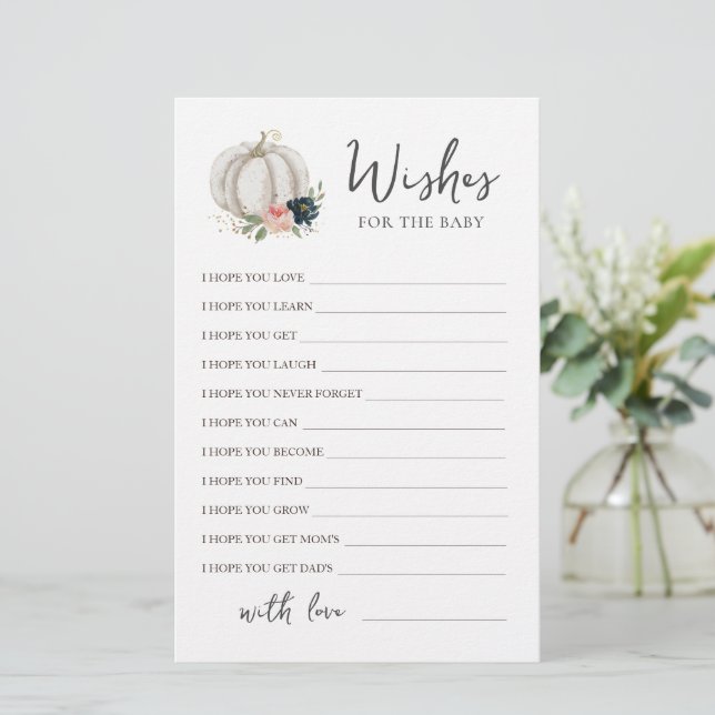 Little Pumpkin Editable Önskemål för babyduschen (Stående Fram)