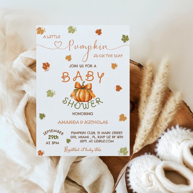 Little Pumpkin Elegant Baby Shower - höst Inbjudningar (Skapare uppladdad)
