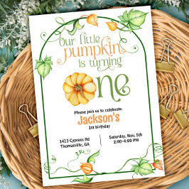 Little Pumpkin Fall 1st Birthday Inbjudningar