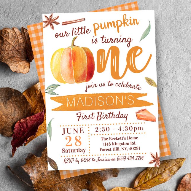 Little Pumpkin Fall 1st Birthday Inbjudningar (Skapare uppladdad)