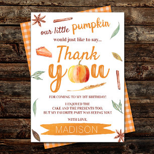 Little Pumpkin Fall 1st Birthday Tack Kort