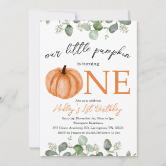 Little Pumpkin Fall / Autumn 1st Birthday Inbjudningar
