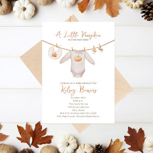 Little Pumpkin Fall Autumn Neutralt Baby Shower Inbjudningar