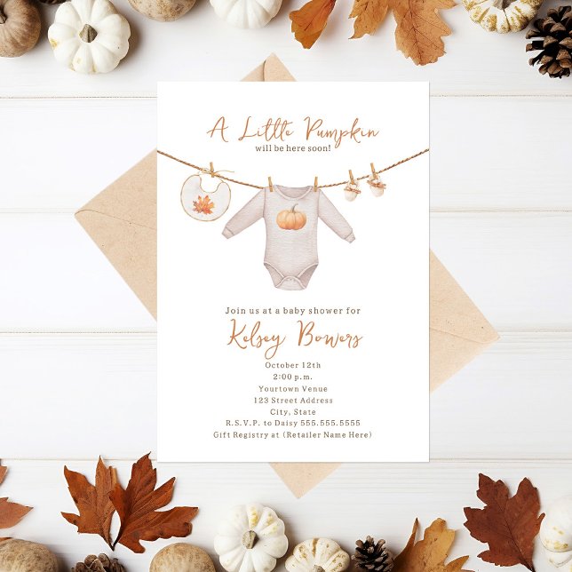 Little Pumpkin Fall Autumn Neutralt Baby Shower Inbjudningar (Skapare uppladdad)