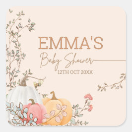 Little Pumpkin Fall Autumn Shower Fyrkantigt Klistermärke