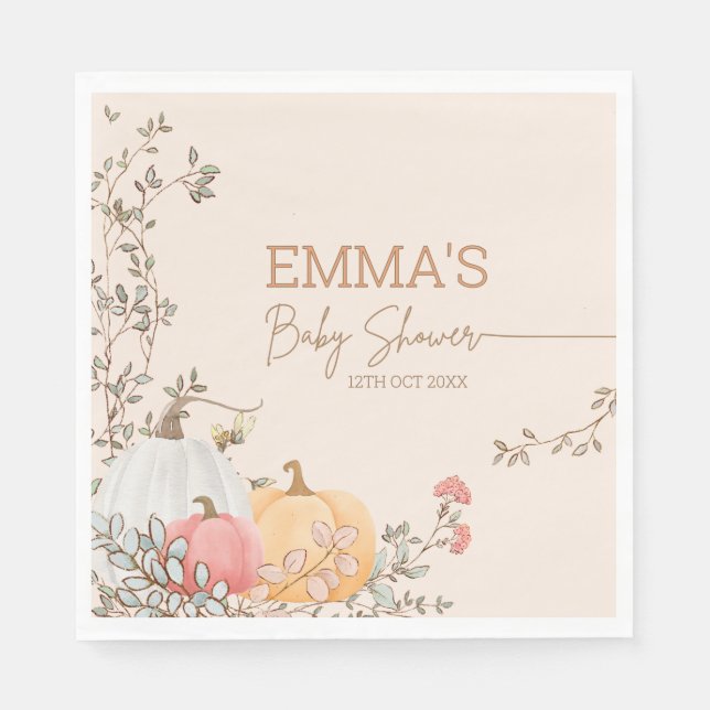 Little Pumpkin Fall Autumn Shower Pappersservett (Framsidan)