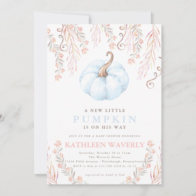 Little Pumpkin Fall Baby Shower Boy Inbjudningar (Framsida)