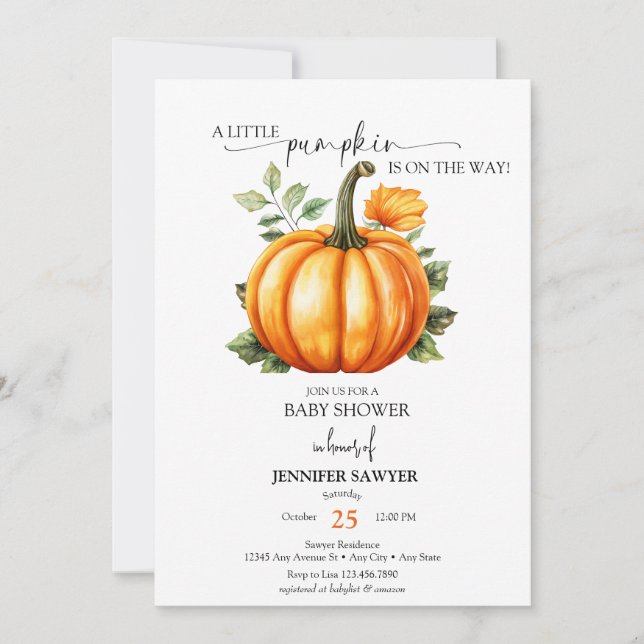 Little Pumpkin | Fall Baby Shower Inbjudningar (Framsida)