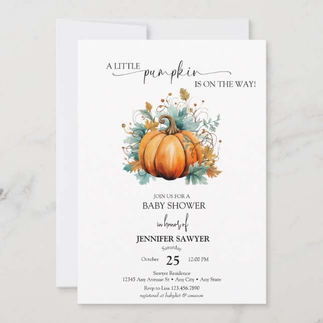 Little Pumpkin | Fall Baby Shower Inbjudningar (Framsida)