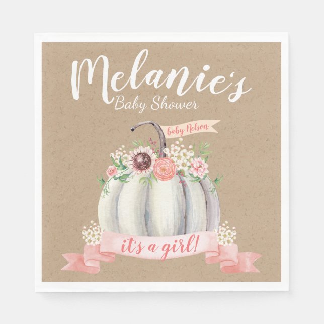 Little Pumpkin Fall Baby Shower Pappersservett (Framsidan)