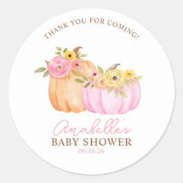 Little Pumpkin Fall Baby Shower Personlig Runt Klistermärke