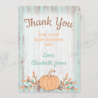Little Pumpkin Fall Baby Shower - tack för ditt ko Kort