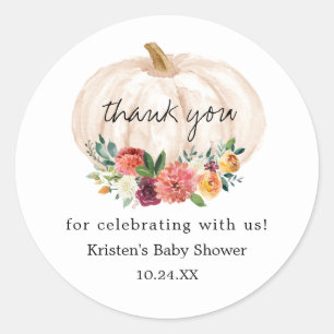 Little Pumpkin Fall Baby Shower Tack Runt Klistermärke
