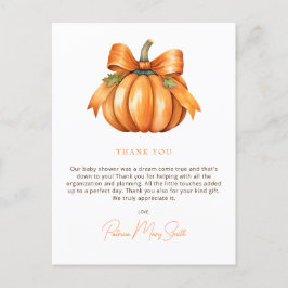 Little Pumpkin Fall Baby Shower Tack Vykort