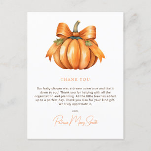 Little Pumpkin Fall Baby Shower Tack Vykort