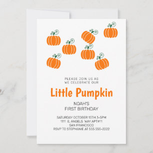 Little Pumpkin Fall Barns födelsedag Party Inbjudningar