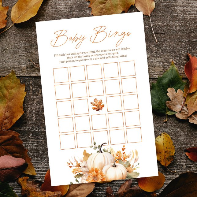 Little Pumpkin Fall Blommigt Baby Bingo Shower Gam (Skapare uppladdad)