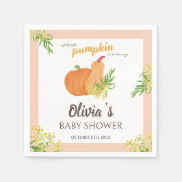 Little Pumpkin Fall Blommigt Baby dusch Välkommen Pappersservett