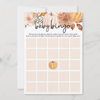 Little Pumpkin Fall Blommigt Baby Shower Bingo Car Inbjudningar