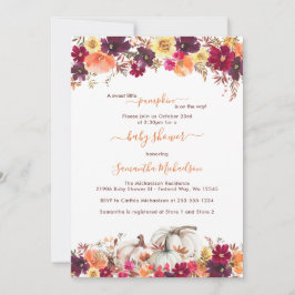 Little Pumpkin Fall Blommigt Baby Shower Inbjudningar