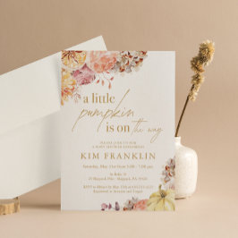 Little Pumpkin Fall Blommigt Baby Shower Inbjudningar
