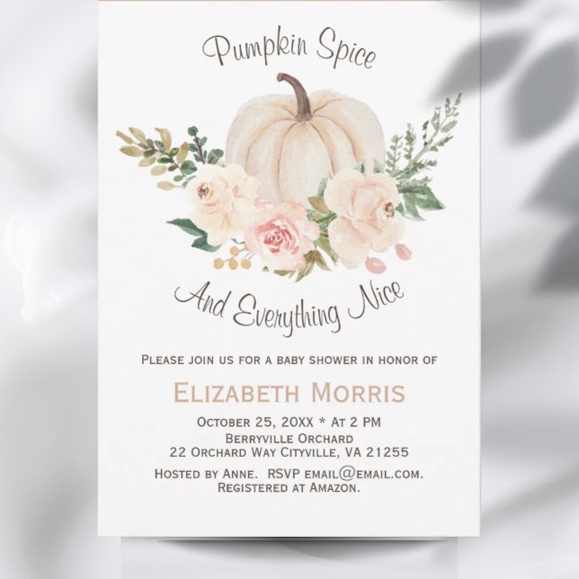 Little Pumpkin Fall Blommigt Baby Shower Inbjudningar (Little Pumpkin Fall Floral Baby Shower Invitation)