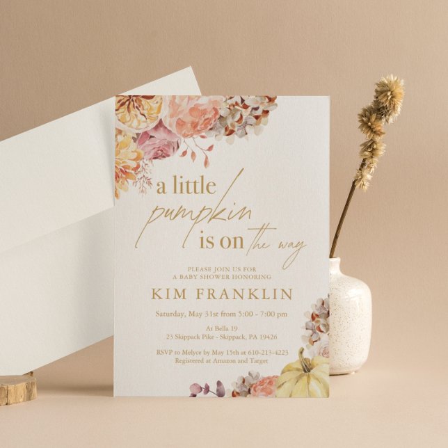 Little Pumpkin Fall Blommigt Baby Shower Inbjudningar (Skapare uppladdad)