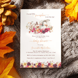 Little Pumpkin Fall Blommigt Baby Shower Inbjudningar