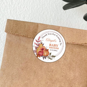 Little Pumpkin Fall Blommigt Baby Shower Tack Runt Klistermärke