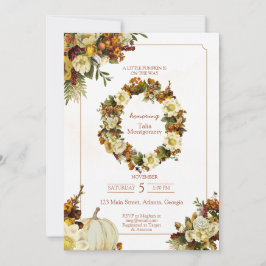 Little pumpkin Fall Blommigt babydusch Inbjudningar