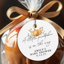 Little Pumpkin Fall Blommigt Neutralt Baby Shower Gåvor Etiketter