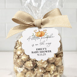 Little Pumpkin Fall Blommigt Neutralt Baby Shower Gåvor Etiketter