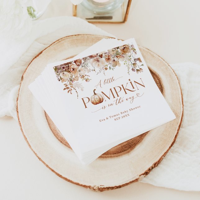 Little Pumpkin Fall Blommigt Rustic Baby Shower Pappersservett (Skapare uppladdad)