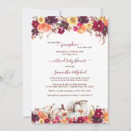 Little Pumpkin Fall Blommigt Virtuell Baby Shower Inbjudningar