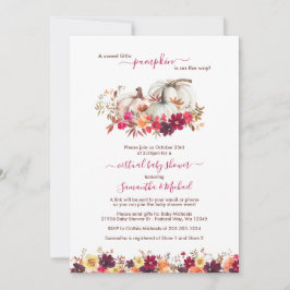 Little Pumpkin Fall Blommigt Virtuell Baby Shower Inbjudningar