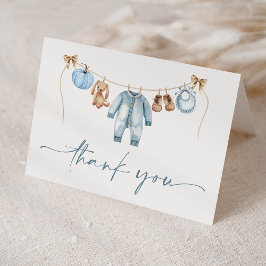 Little Pumpkin Fall Blue Blommigt Boy Shower Tack Kort