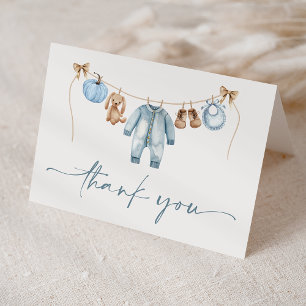 Little Pumpkin Fall Blue Blommigt Boy Shower Tack Kort