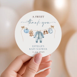 Little Pumpkin Fall Blue Boy Baby Shower Favor Runt Klistermärke