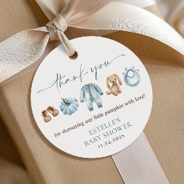 Little Pumpkin Fall Blue Boy Baby Shower Gift Gåvor Etiketter
