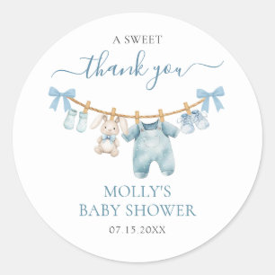 Little Pumpkin Fall Blue Boy Baby Shower Sticker Runt Klistermärke