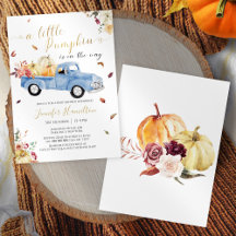 Little Pumpkin Fall Blue Vintage Lastbil Baby Show