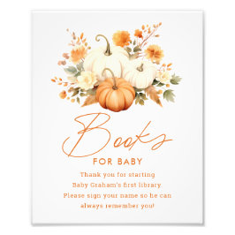 Little Pumpkin Fall Bokar for Baby Shower Sign Fototryck