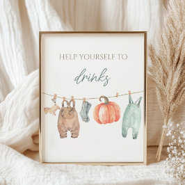 Little Pumpkin Fall Boy Clothes Baby Shower Driner Poster