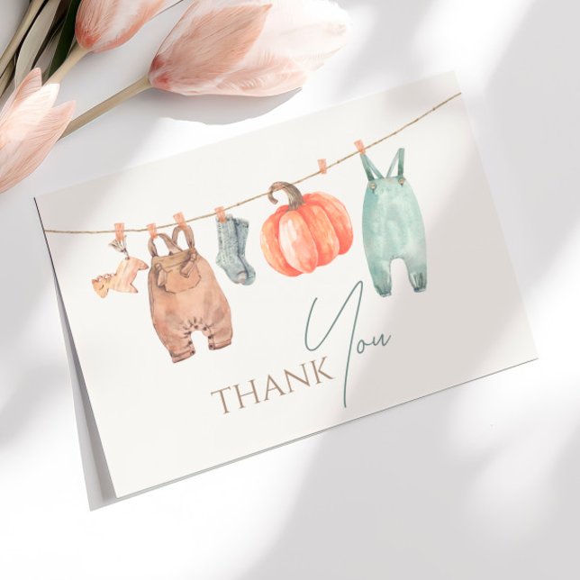 Little Pumpkin Fall Clothes Boy Shower Tack Kort (Skapare uppladdad)