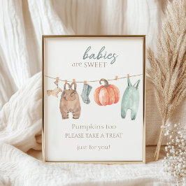 Little Pumpkin Fall Clothes Boy Spädbarn är Sweet Poster
