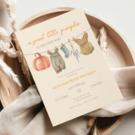 Little Pumpkin Fall Clothes Girl Baby Shower Inbjudningar