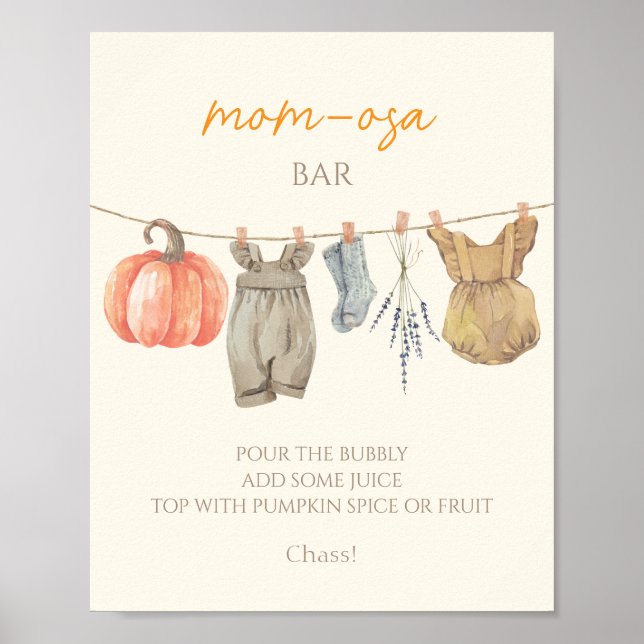 Little Pumpkin Fall Clothes Girl Mamma-osa pub Poster (Framsidan)